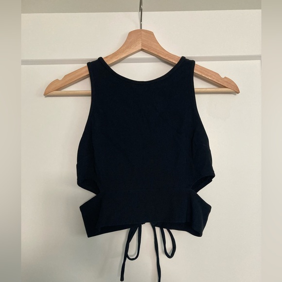 Bebe Black Crop Top with Gold Details - Picture 2 of 2